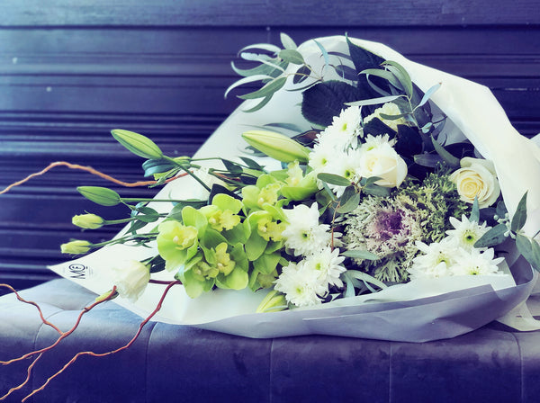 Fresh Flowers White and Green Bouquet